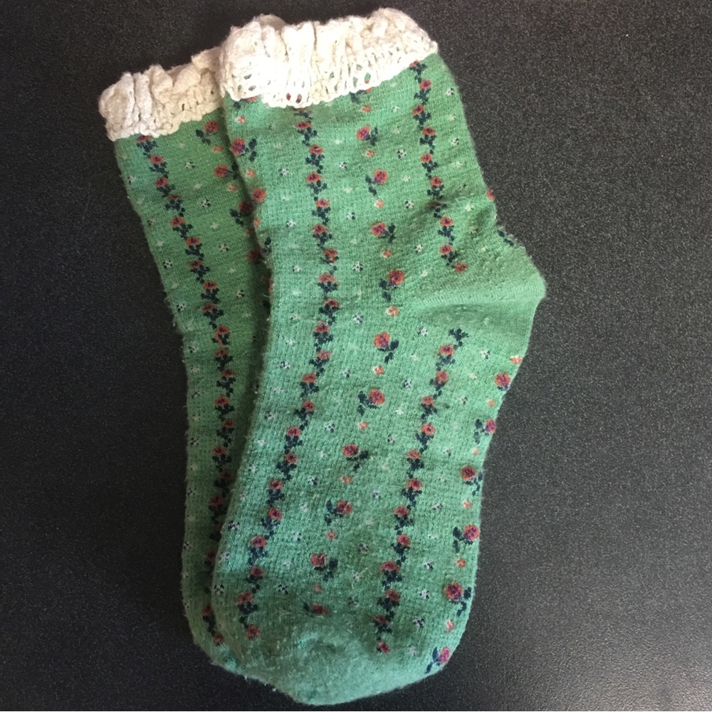 free people floral embroidery ankle socks